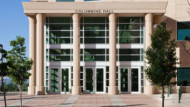 the main entrance of Columbine Hall